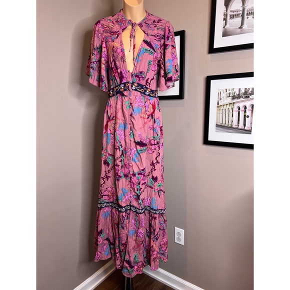 Anthropologie Ruffled Embroidered Maxi Dress - Picture 6 of 8